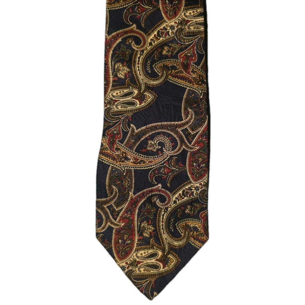 ABERCROMBIE & FITCH Navy Paisley Men's Tie 57" Lx3.75"W‎ 100% Silk Made In USA